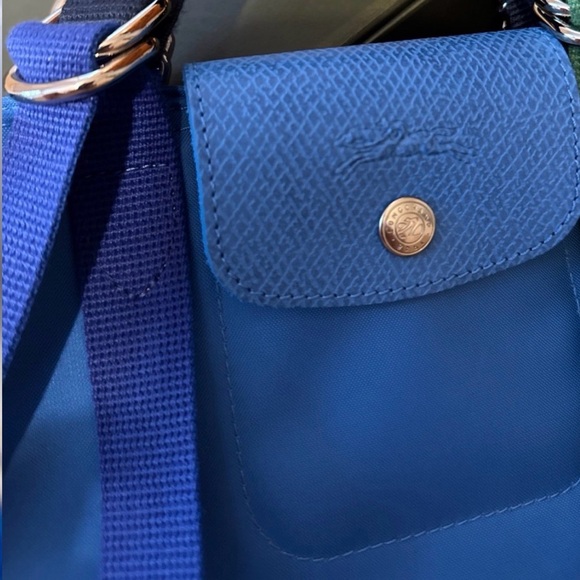 Longchamp Blue Mini Tote with Green Strap and Bird Charm - Picture 5 of 7